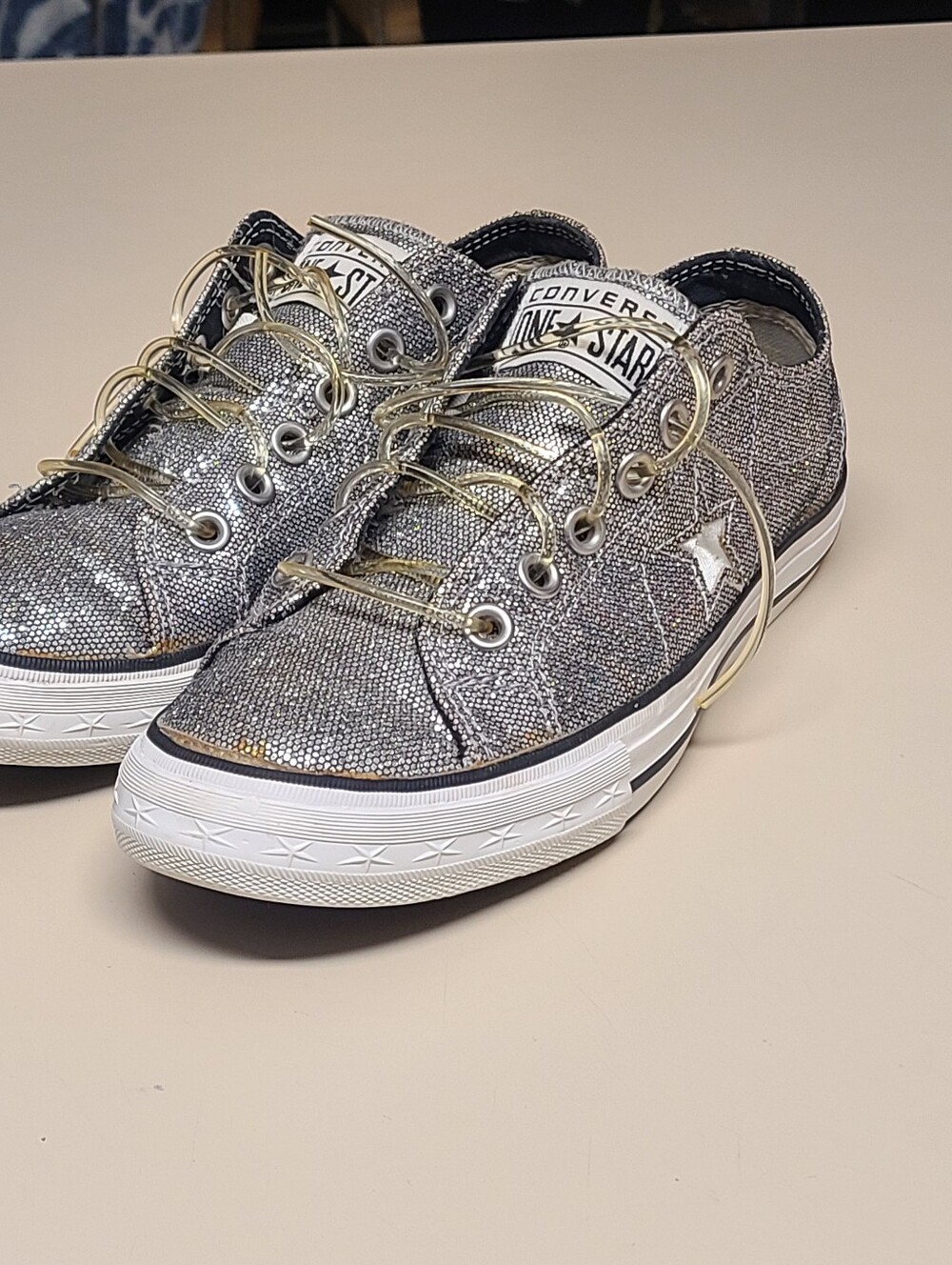 Converse One Star a Glitter slip on casual sneakers size 8